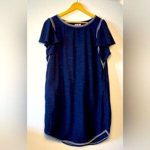 GAP NAVY BLUE FLUTTER SLEEVE COTTON DRESS WITH POCKETS SIZE MEDIUM‎
